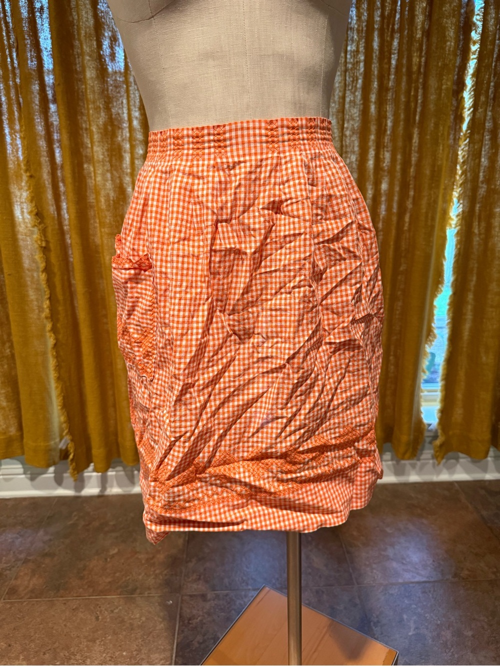 Gingham Orange Apron